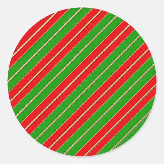 赤ストライプと緑の休日 ラウンドシール (正面)
