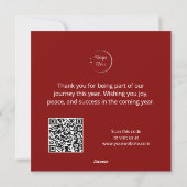 赤ストライプと赤いリボンのカスタム法人グリーティング シーズンカード (裏面)