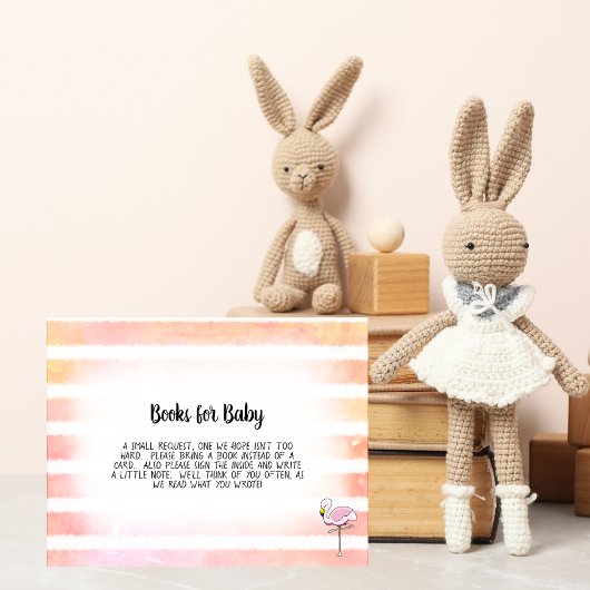 赤ストライプのちゃんシャワーゲーム用コーラルフラミンゴの本 エンクロージャーカード