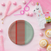 赤ストライプのと緑のパターン ペーパープレート (パーティー)