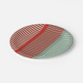 赤ストライプのと緑のパターン ペーパープレート (アングル)