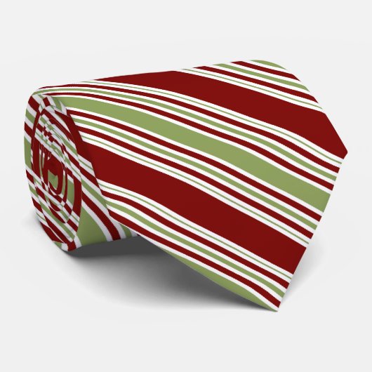 赤ストライプのと緑男性へのクリスマス ネクタイ (ロール)
