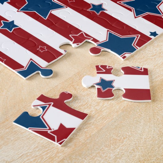 赤ストライプのと青の星模様がpを投げる ジグソーパズル (側面)