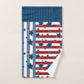 赤ストライプのと青の星模様がpを投げる バスタオルセット (ハンドタオル)