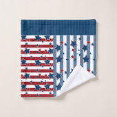 赤ストライプのと青の星模様がpを投げる バスタオルセット (ウォッシュタオル)