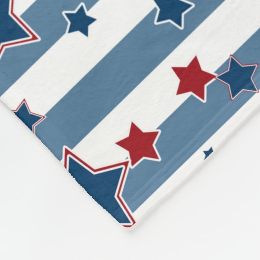 赤ストライプのと青の星模様がpを投げる フリースブランケット (角)