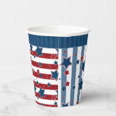 赤ストライプのと青の星模様がpを投げる 紙コップ (右)