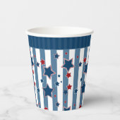赤ストライプのと青の星模様がpを投げる 紙コップ (正面)