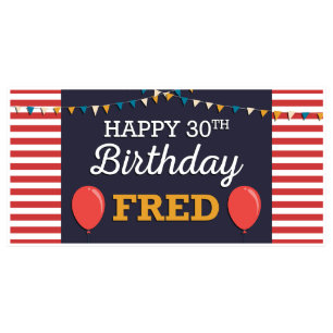 赤ストライプのの吹き出し(大誕生日) 