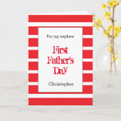 赤ストライプのの父の日の甥 カード (黄色い花)