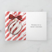 赤ストライプのクリスマスオーナメントのリボン カード (内部)