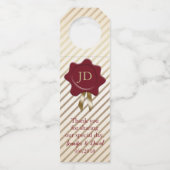 赤ストライプの印のワイン結婚ハンガー付き金ゴールド ボトルネックタグ (裏面)