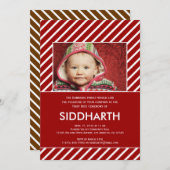 赤ストライプの招待状のアンナパラシャン 招待状 (正面/裏面)