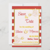 赤ストライプの白と金縁ど額 招待状 (正面)