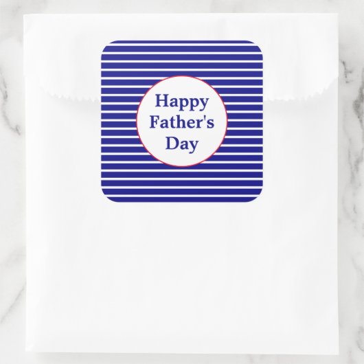 赤ストライプの白と青の幸せな父の日 スクエアシール (バッグ)