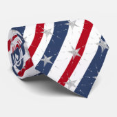 赤ストライプの白と青2つ星の斜めネックタイ ネクタイ (ロール)