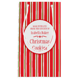 赤ストライプの緑のクッキー交換/ベーキング抱き枕 スモールペーパーバッグ