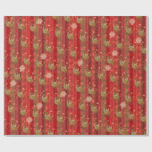 赤ストライプの雪のトレ飛んでいるンダー ラッピングペーパー (フラット)