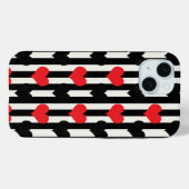 赤ストライプの黒ラブハートパターンデザイン Case-Mate iPhoneケース (裏面 (横))