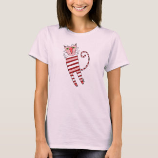 赤ストライプシャツPJ CAT - Tシャツ