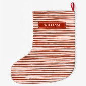 赤ストライプパーソナライズされた ラージクリスマスストッキング (裏面)