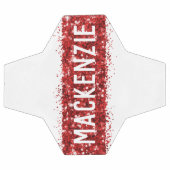 赤ストライプモノグラム名パーソナライズされた サッカーボール (フラット)