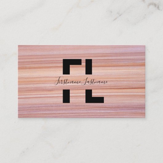 赤ストライプ大理石の表面モノグラエレガントムストリップ 名刺 (正面)