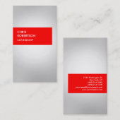 赤ストライプ灰色の魅力的な名刺 名刺 (正面/裏面)