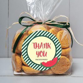 赤ストライプ緑スイカ付き緑のスイカありがとう ラウンドシール