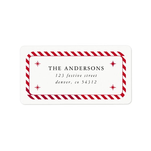赤ストライプ縁ど星のクリスマス ラベル (正面)