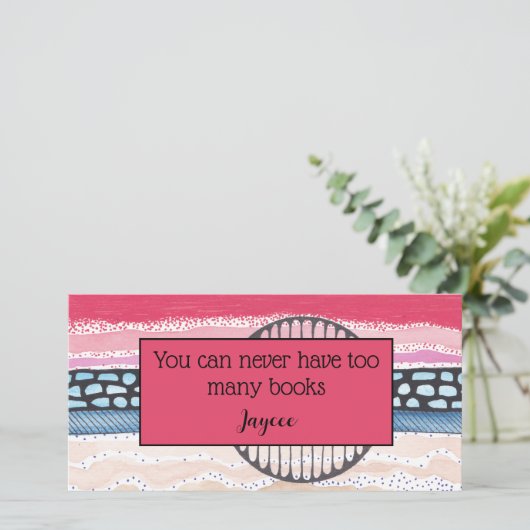 赤ストライプ色のメディアパーソナライズされた、ブックマーク サンキューカード (スタンド正面)