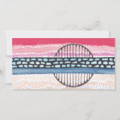 赤ストライプ色のメディアパーソナライズされた、ブックマーク サンキューカード (裏面)