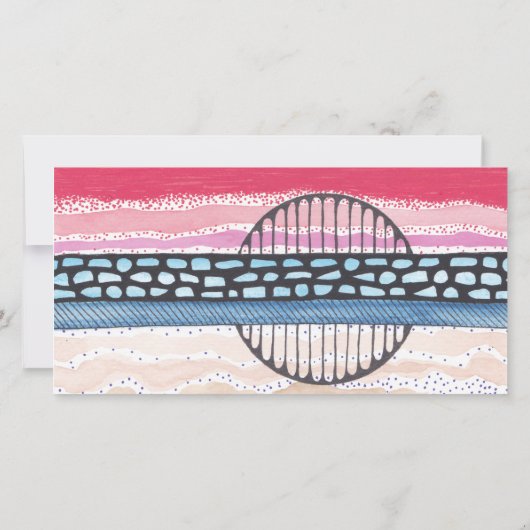 赤ストライプ色のメディアパーソナライズされた、ブックマーク サンキューカード (裏面)