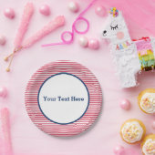 赤ストライプ色アメリカ縁ど海軍愛国的 ペーパープレート (パーティー)