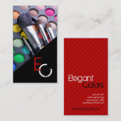 赤ストライプ色メイクアップアーティストパレット名刺 名刺 (正面/裏面)