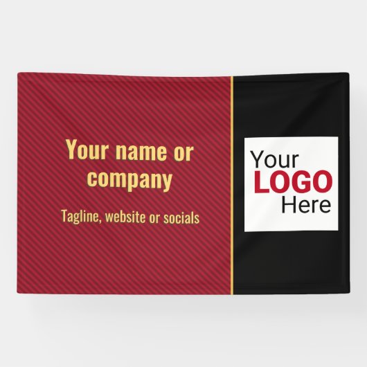 赤ストライプ色/黒のビジネス頭が切れる情報 横断幕 (横)