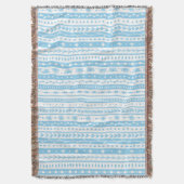 赤ストライプ青と白のフローラ スローブランケット (正面縦)