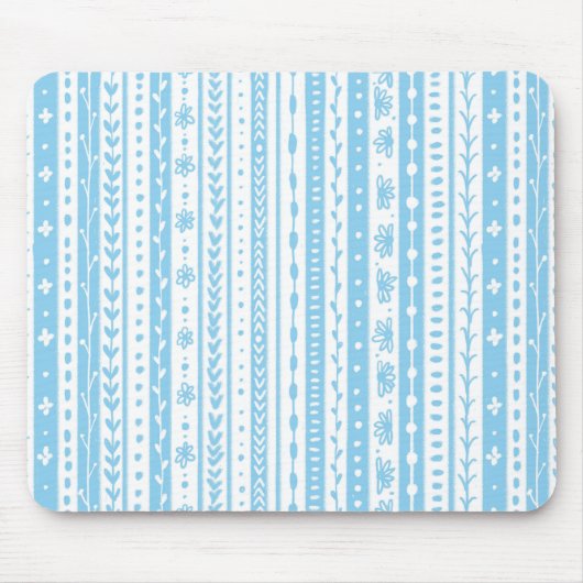 赤ストライプ青と白のフローラ マウスパッド (正面)