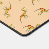 赤ストライプ黄恐竜の模様 デスクマット (コーナー)