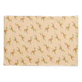 赤ストライプ黄恐竜の模様 枕カバー (裏面)