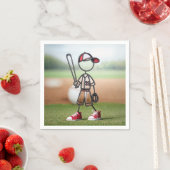 赤スニーカーにフィギュア野球選手を付ける スタンダードカクテルナプキン (インサイチュ)