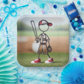 赤スニーカーにフィギュア野球選手を付ける ペーパープレート (パーティー)