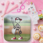 赤スニーカーにフィギュア野球選手を付ける ペーパープレート (パーティー)