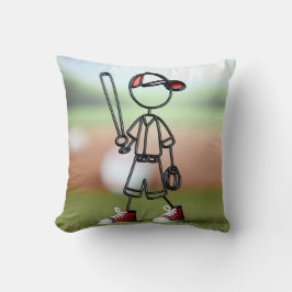 赤スニーカー付き棒球技選手 クッション