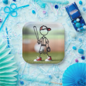 赤スニーカー付き棒球技選手 ペーパープレート (パーティー)