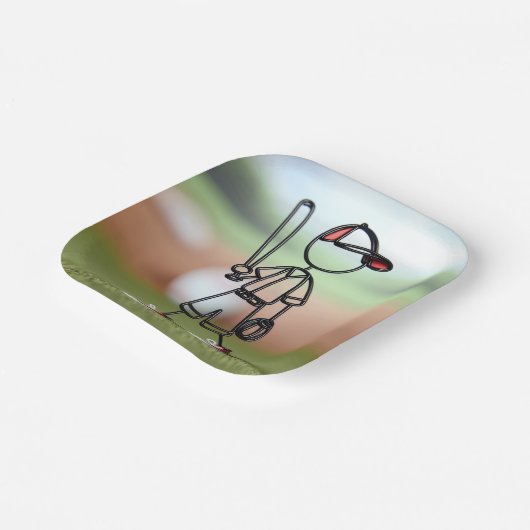 赤スニーカー付き棒球技選手 ペーパープレート (傾斜あり)