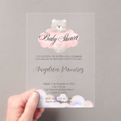 赤スペインのちゃんシャワーベアテーマクラウドギフトレジストリ アクリル招待状 (インサイチュ (ポータブル))