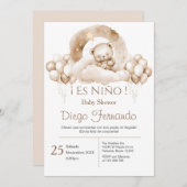 赤スペインのちゃんシャワーボーイ招待 招待状 (正面/裏面)