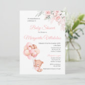 赤スペインのちゃんシャワー招待状ピンクベアーガール 招待状 (スタンド正面)