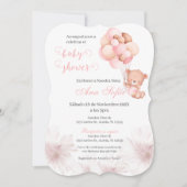 赤スペインのちゃんシャワー招待状ピンクベアーガール 招待状 (正面)